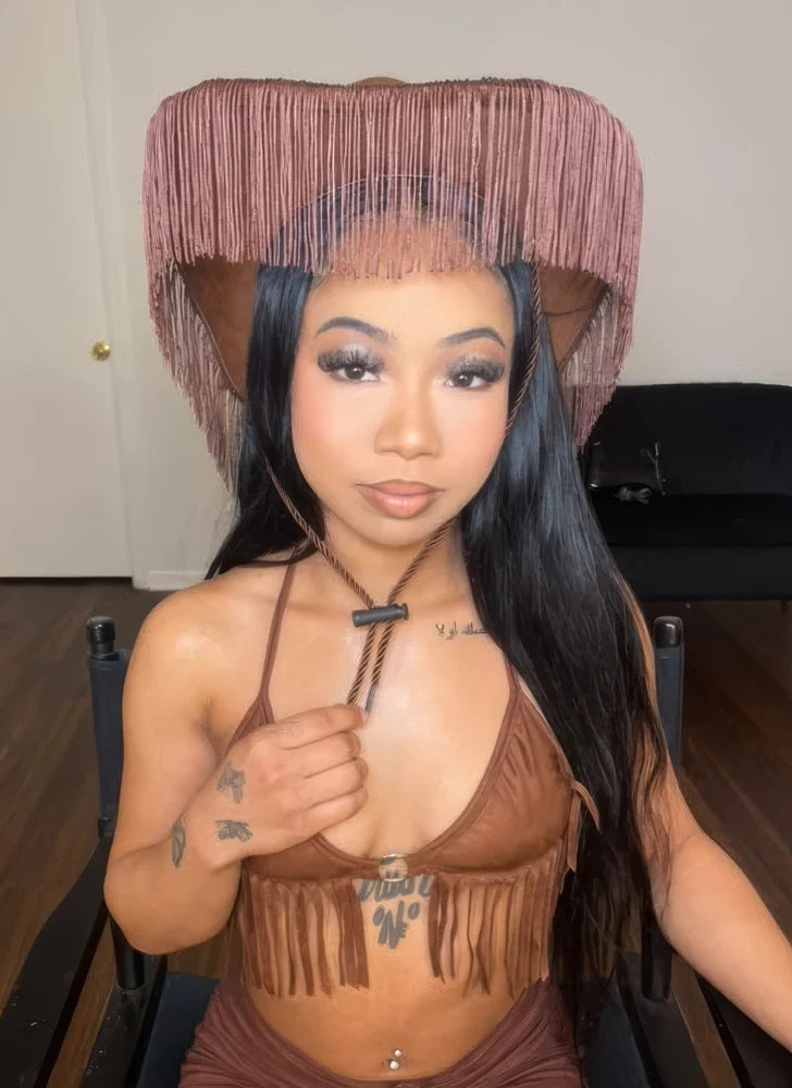Fringe Cowboy Hat Rodeo Western Y2K Cowgirl Hat – Festival, Bachelorette