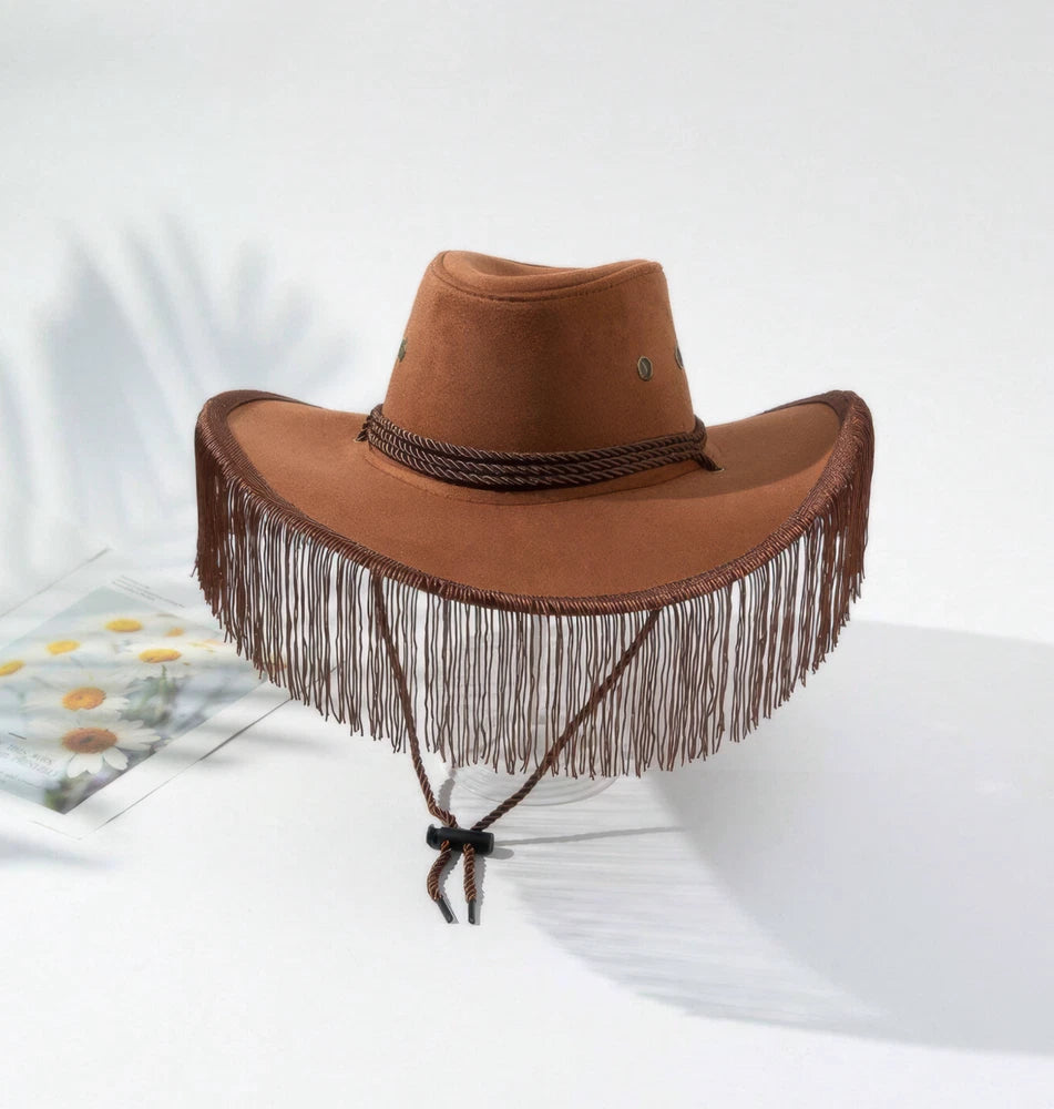 Fringe Cowboy Hat Rodeo Western Y2K Cowgirl Hat – Festival, Bachelorette