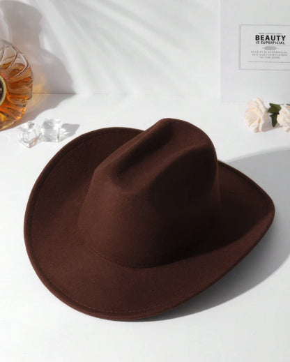 Classic Felt Cowboy Hat – Western Style, White Black Cream, Rodeo Party Gift