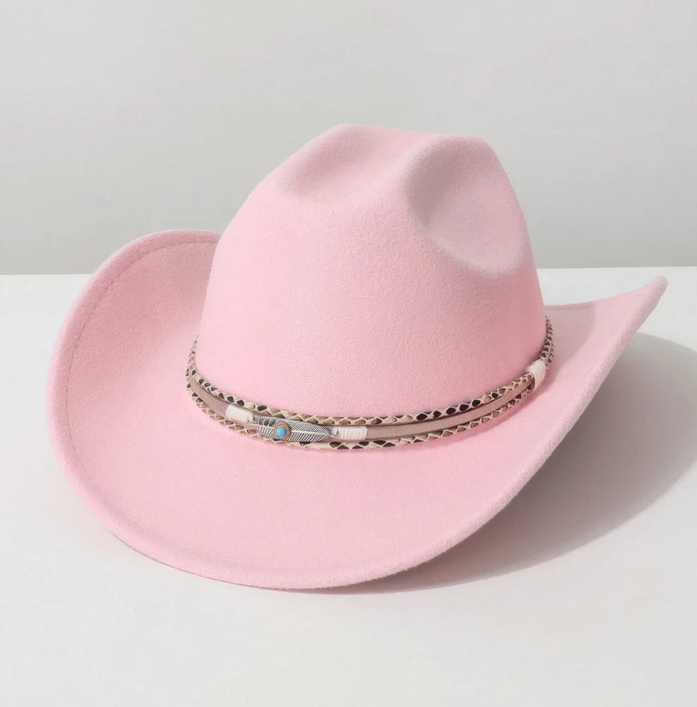 Western Cowboy Hat with Turquoise Accent Band – Vintage Rodeo Style – Unisex