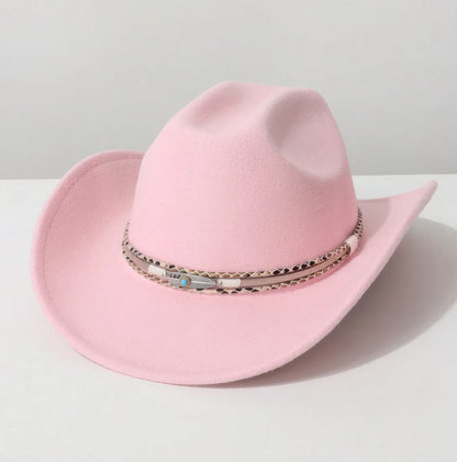 Western Cowboy Hat with Turquoise Accent Band – Vintage Rodeo Style – Unisex