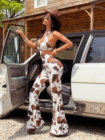 Cow print Flare Set