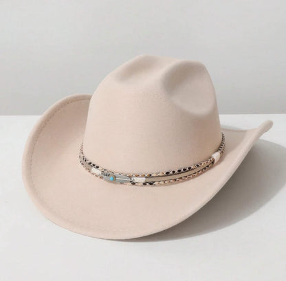 Western Cowboy Hat with Turquoise Accent Band – Vintage Rodeo Style – Unisex