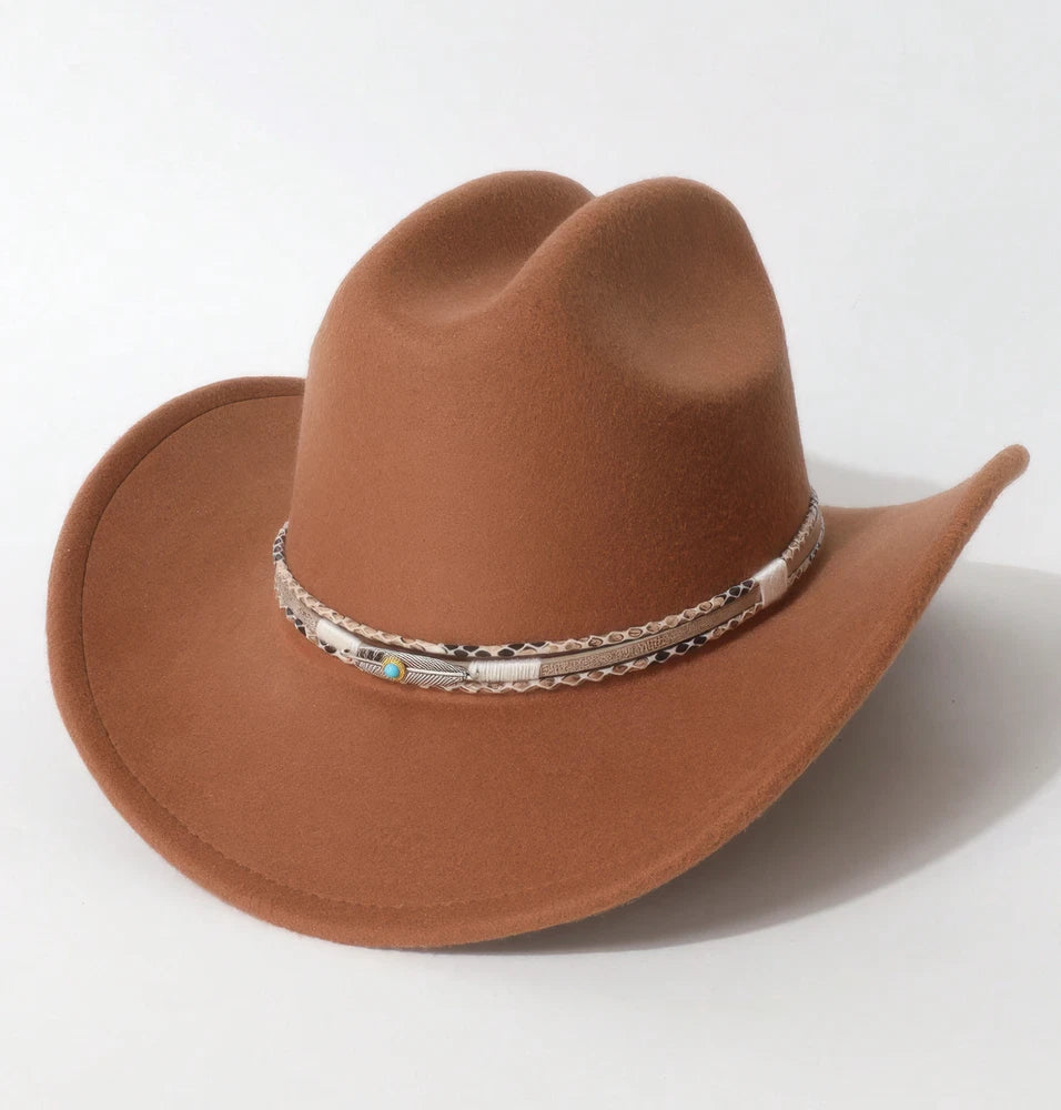 Western Cowboy Hat with Turquoise Accent Band – Vintage Rodeo Style – Unisex