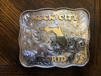 Custom State Belt Buckle – Any U.S. State, Engraved Western Trophy Buckle