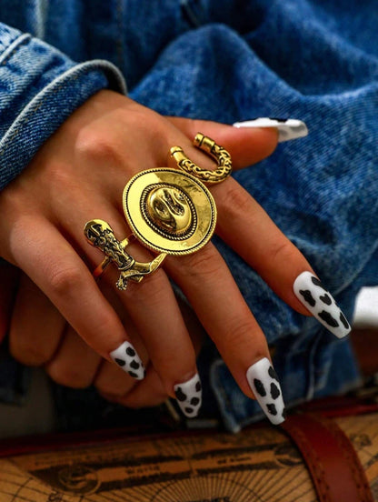 Cowgirl Western Ring Set 3pc – Cowboy Hat, Boot, Horseshoe | Rodeo Jewelry
