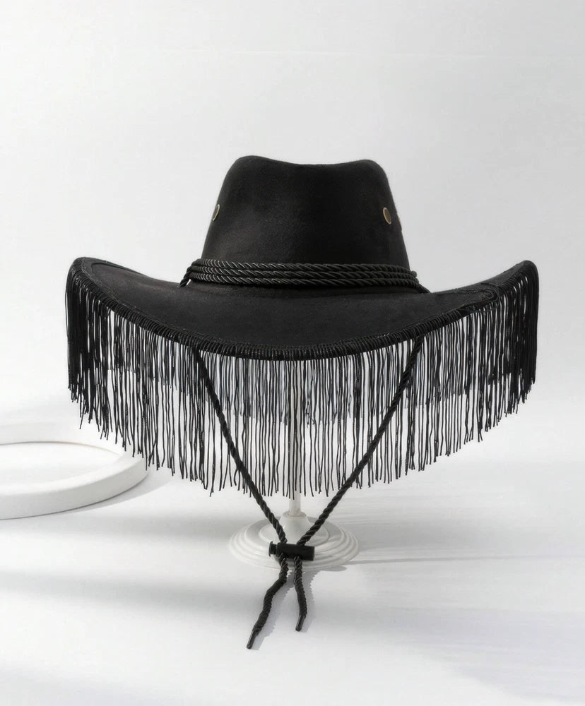 Fringe Cowboy Hat Rodeo Western Y2K Cowgirl Hat – Festival, Bachelorette