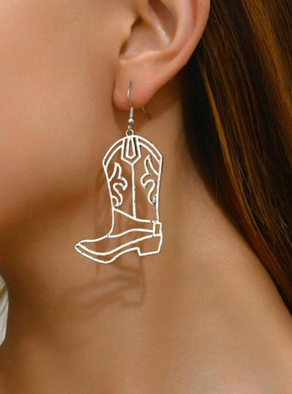Western Cowboy Boot Dangle Earrings – Gold or Silver Rodeo Style