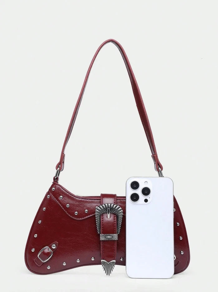 Western Buckle Detail Shoulder Bag — Vintage Rodeo Rocker Vibes