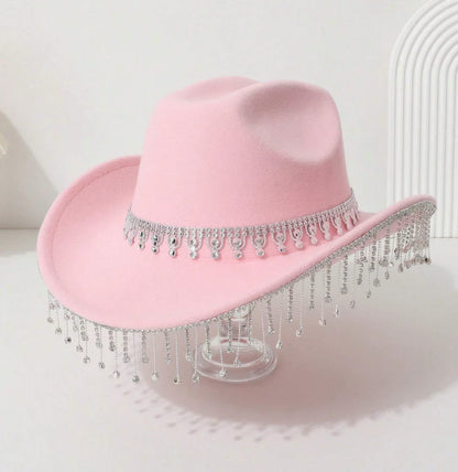 Rhinestone Fringe Cowgirl Hat – Western Rodeo Glam | Silver Sparkle