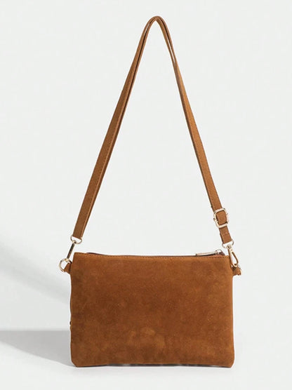 Western Fringe Suede Crossbody Bag – Boho Western Festival Purse, Brown or Black