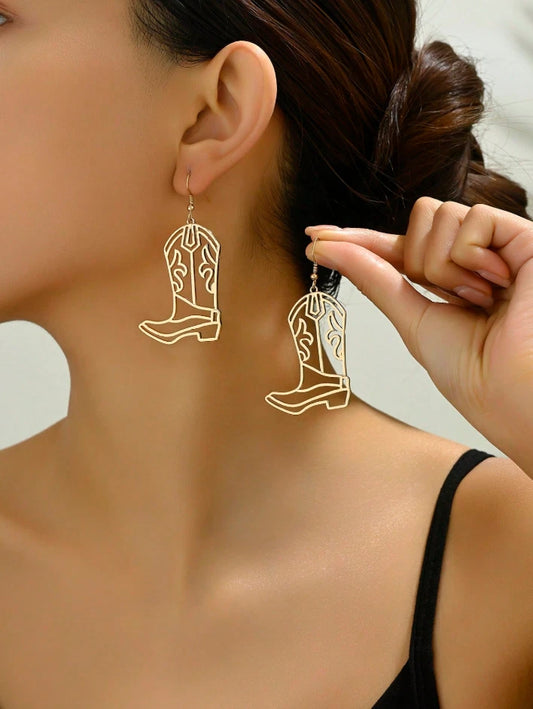 Western Cowboy Boot Dangle Earrings – Gold or Silver Rodeo Style