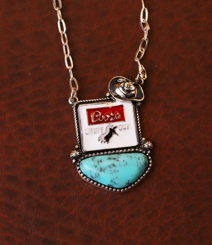 Western Turquoise Beer Logo Necklace — Coors Banquet, Coors Beer, Miller Red