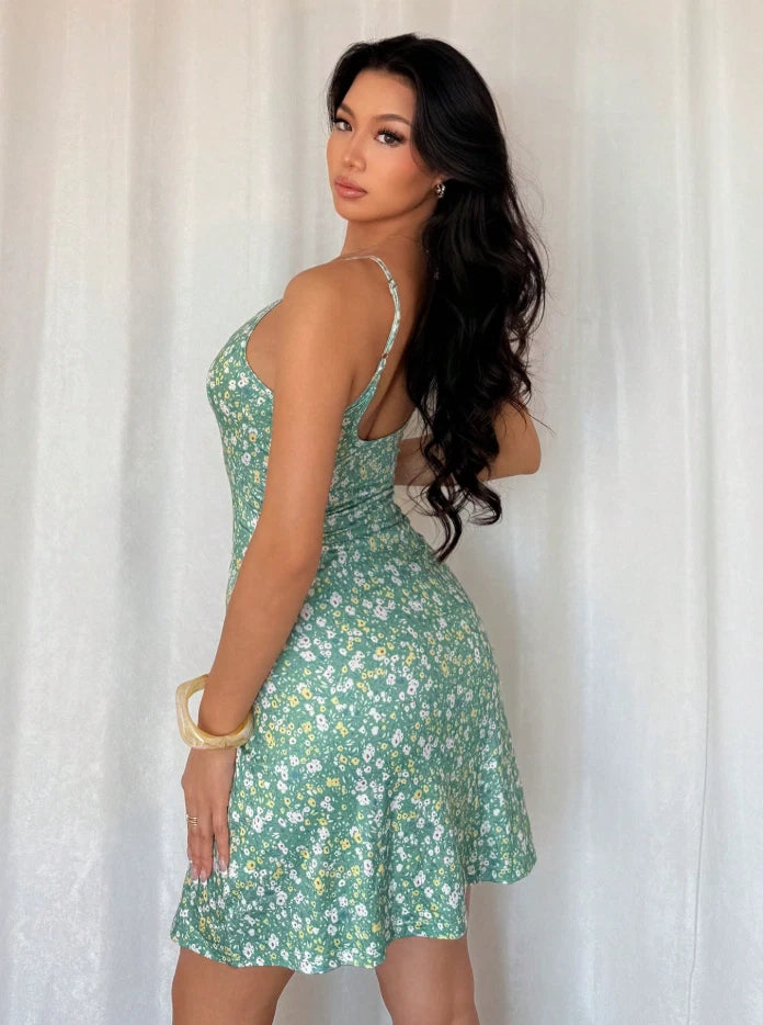 Floral Spaghetti Strap Mini Dress – Western Cowgirl Sundress, Boho, Summer