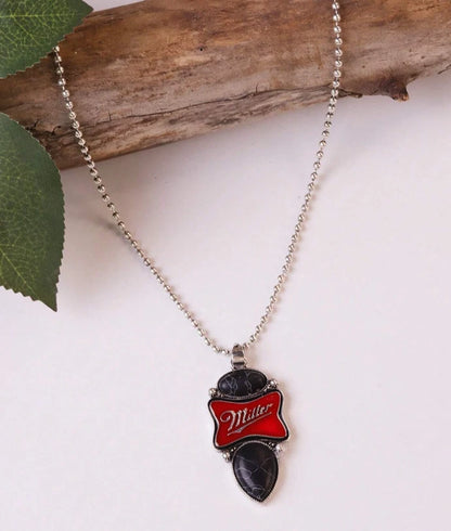 Western Turquoise Beer Logo Necklace — Coors Banquet, Coors Beer, Miller Red