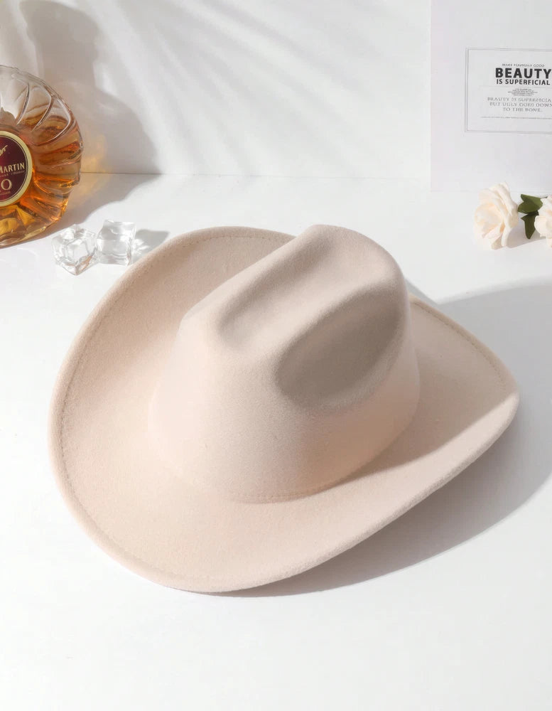 Classic Felt Cowboy Hat – Western Style, White Black Cream, Rodeo Party Gift