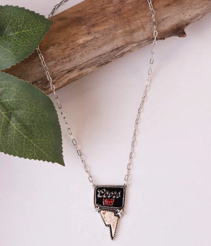 Western Turquoise Beer Logo Necklace — Coors Banquet, Coors Beer, Miller Red