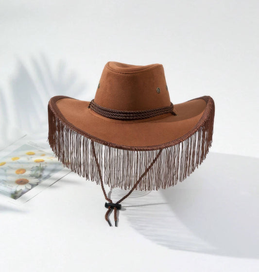 Fringe Cowboy Hat Rodeo Western Y2K Cowgirl Hat – Festival, Bachelorette