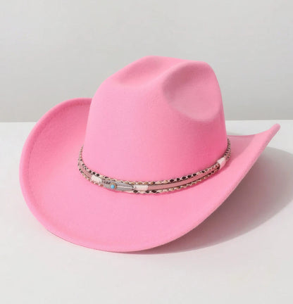 Western Cowboy Hat with Turquoise Accent Band – Vintage Rodeo Style – Unisex