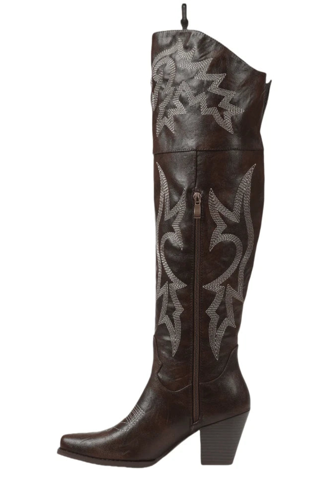 Women’s Over-the-Knee Western Cowboy Boots — Tall Embroidered Festival & Rodeo