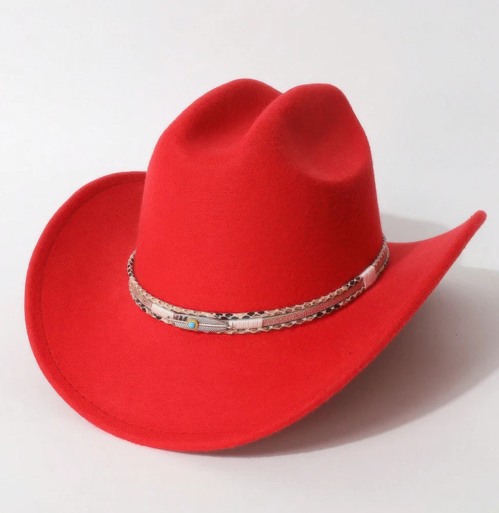 Western Cowboy Hat with Turquoise Accent Band – Vintage Rodeo Style – Unisex