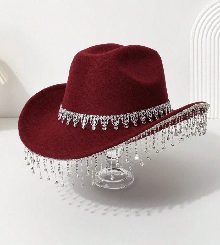 Rhinestone Fringe Cowgirl Hat – Western Rodeo Glam | Silver Sparkle