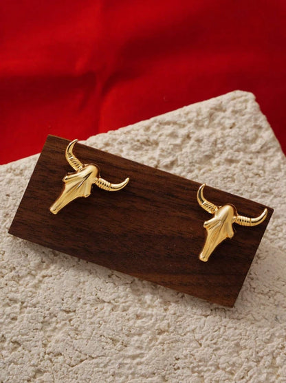 Western Bull Skull Stud Earrings – Cowgirl Rodeo Jewelry in 3 Colors