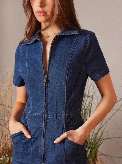 Women’s Western Denim Flare Jumpsuit — Retro Cowboy Rodeo Style | Festival