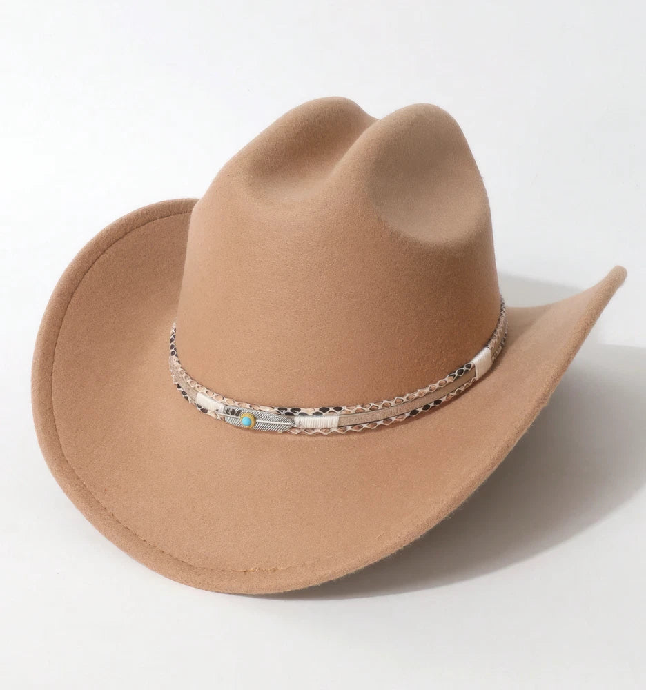 Western Cowboy Hat with Turquoise Accent Band – Vintage Rodeo Style – Unisex