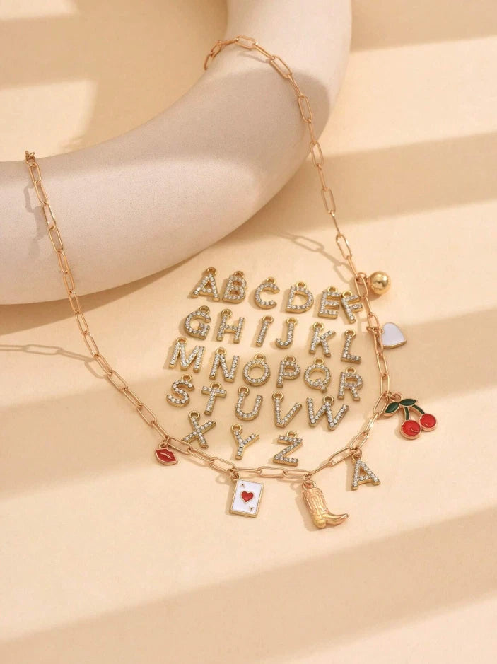 Western Charm Necklace — Custom Letter, Boot, Cherries, Playing Card &
